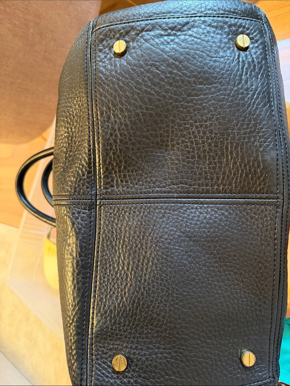 J. Crew Black Pebbled Leather Satchel Handbag - Picture 4 of 4